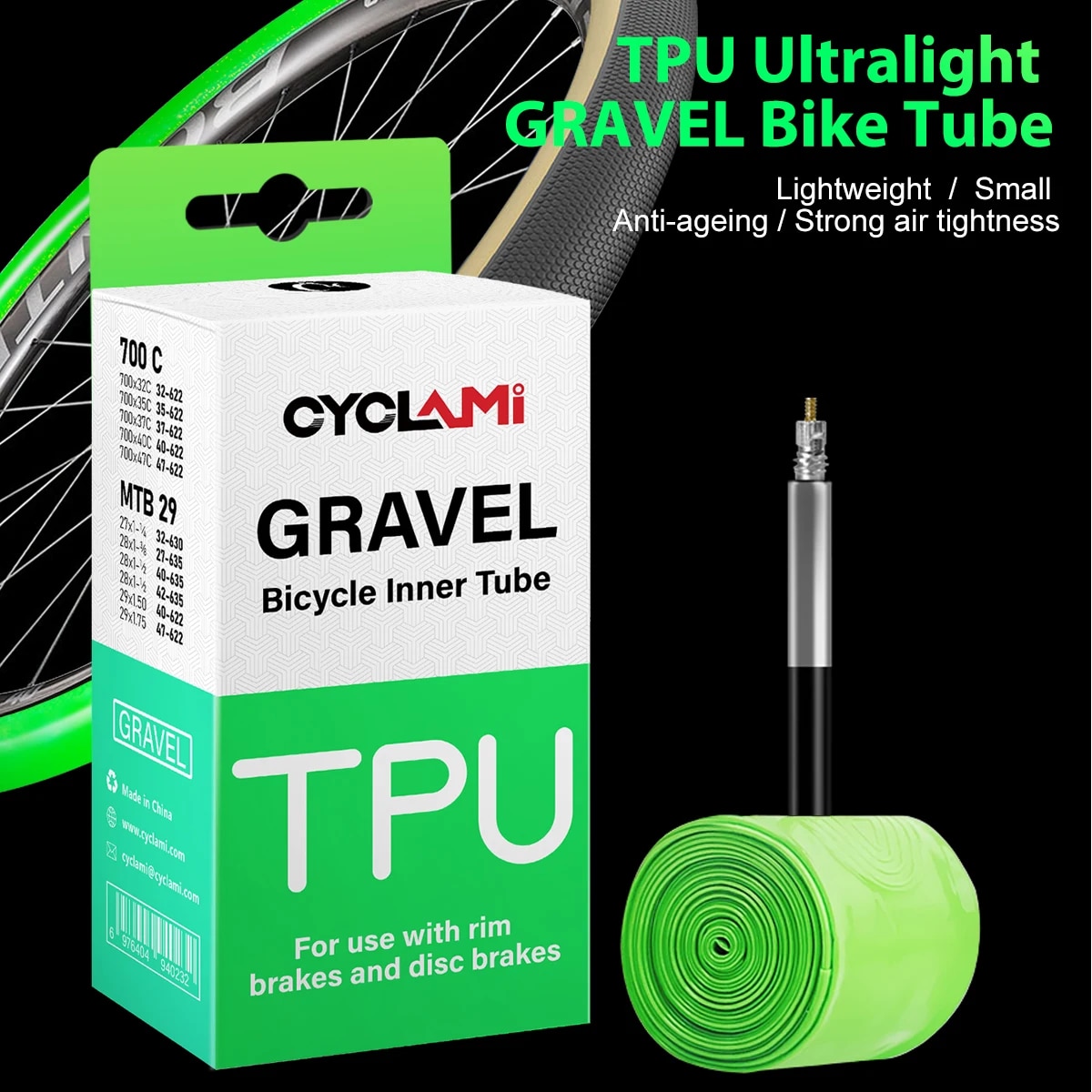 Inner Tube 700C - CYCLAMI Ultralight Road MTB 29 Bike