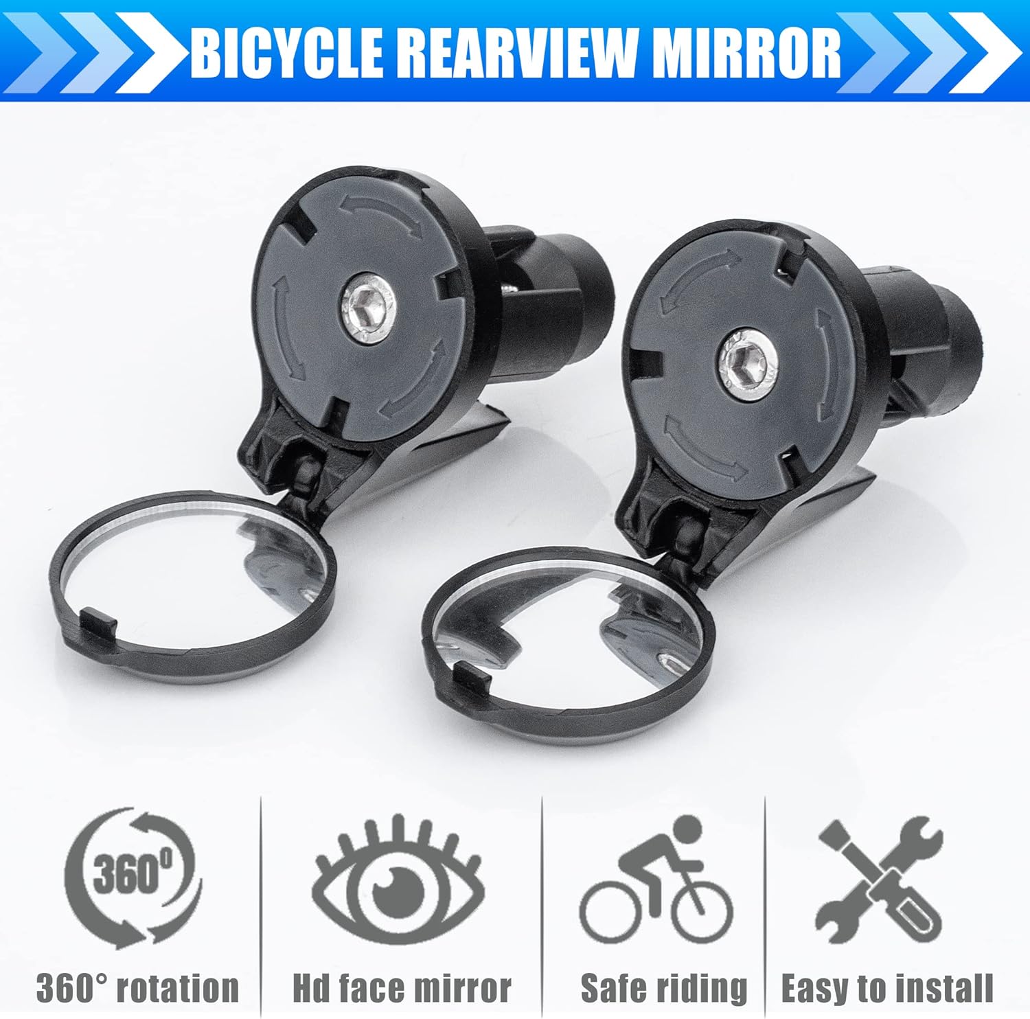 1/2pcs Bicycle Rearview Mirror - Mirror Handlebar Convex recension och pris