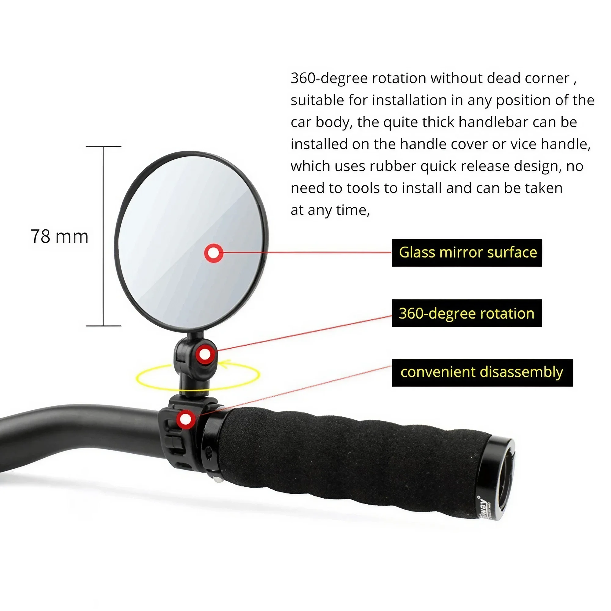 Adjustable Bike Handlebar Rear - Mirror Handlebar Convex recension och pris