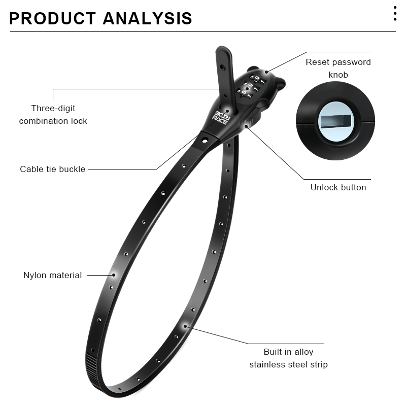 Bicycle Lock Cable Tie Zinc Al - Commuter Bike Lock recension och pris